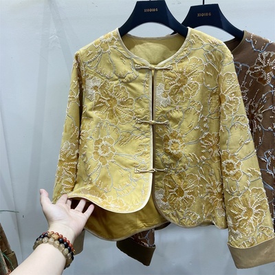新中式钉珠刺绣重工短外套女轻奢