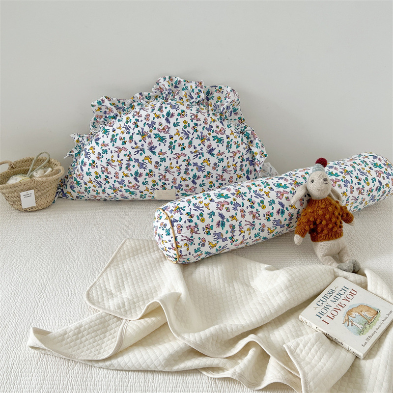 Ins可爱圆柱抱枕碎花小清新饺子造型靠枕宝宝床头防撞靠垫含芯