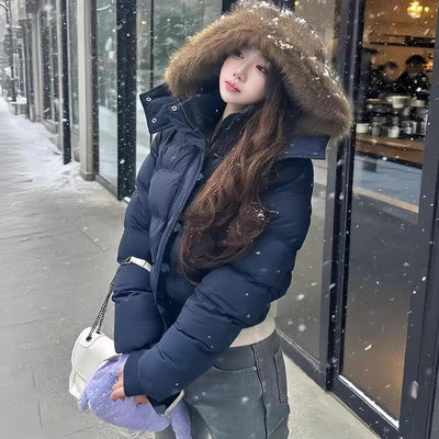 菲奥娜藏青色羽绒服女款90白鸭绒