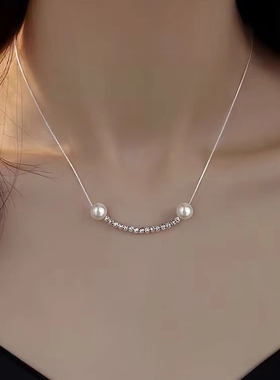 925银珍珠盒子链女高级感项链