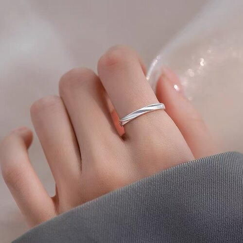 925纯银几何戒指女素圈小众设计轻奢食指戒高级感开口戒