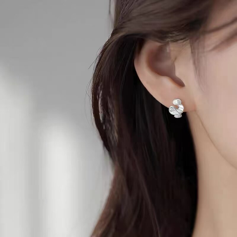 925纯银奶油花耳钉2024新款