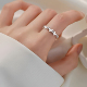 S925银小蝴蝶戒指女轻奢高级感开口戒素圈食指环小众设计可调节
