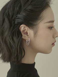 s925纯银圆圈流苏耳圈冷淡耳钉2020年新款 耳环耳扣耳饰女