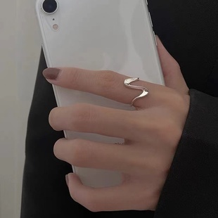 925纯银戒指女设计小众食指戒指女时尚个性开口戒指女ins潮