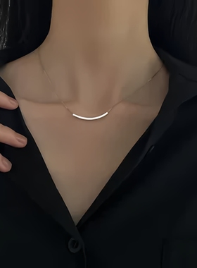 s925纯银微笑项链女夏季2025年新款小众设计感高级轻奢锁骨链