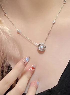 s925纯银莫比乌斯环项链女跳动的心锁骨链轻奢小众送闺蜜生日礼物