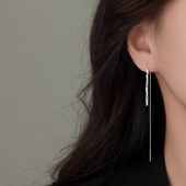 925纯银碎银耳线小众2025年新款 爆款 耳钉高级感耳环女耳饰