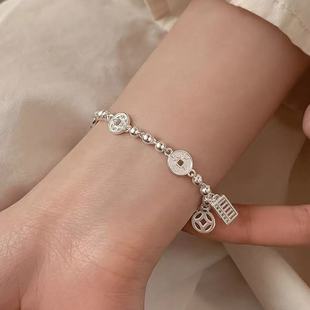 925纯银钱币算盘手链小众设计女手串高级感闺蜜爆款 手镯