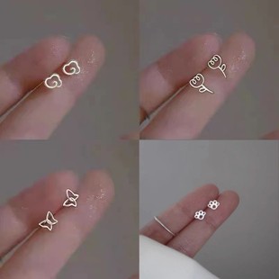 S925纯银养耳洞云朵耳钉女夏耳饰2023新款高级感气质小众设计耳环