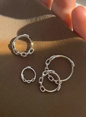 925纯银耳环2024年新款耳扣耳圈网红女耳钉耳饰朋克ins风潮