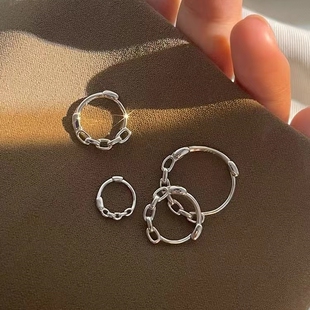 925纯银耳环2024年新款 耳扣耳圈网红女耳钉耳饰朋克ins风潮