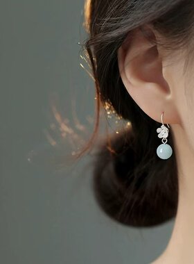 925纯银天河石耳环2024新爆款花朵耳钉轻奢高级感耳饰女