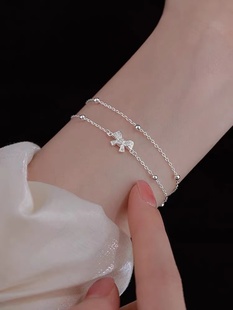 925纯银蝴蝶结手链女精致闺蜜手镯小众轻奢简约高级手饰