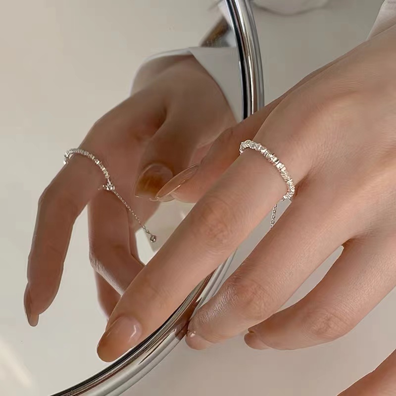 女925银碎银子几两戒指韩版戒指