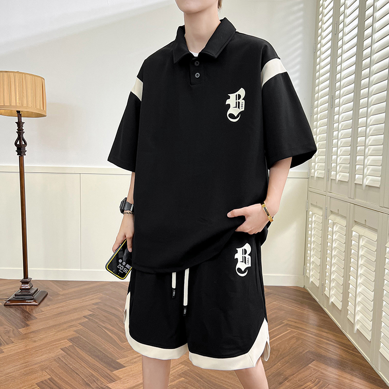 13初高中学生短袖t恤12-15岁男孩帅气夏装POLO衫14大童短裤套装16