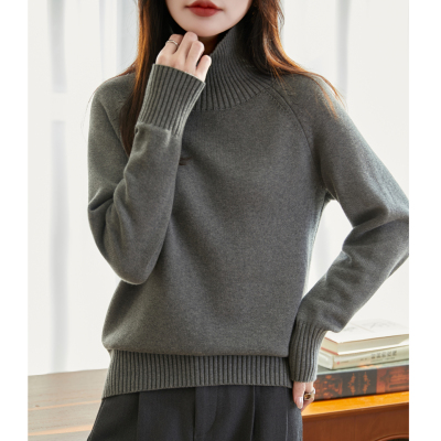 秋冬新款2025加厚纯棉高领打底衫女针织内搭棉线毛衣宽松大码上衣