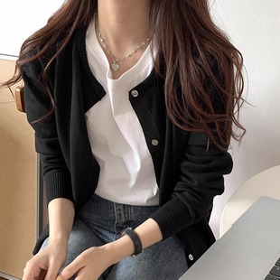 外贸原单意大利女装薄款外单出口欧货羊绒针织开衫女毛衣外套