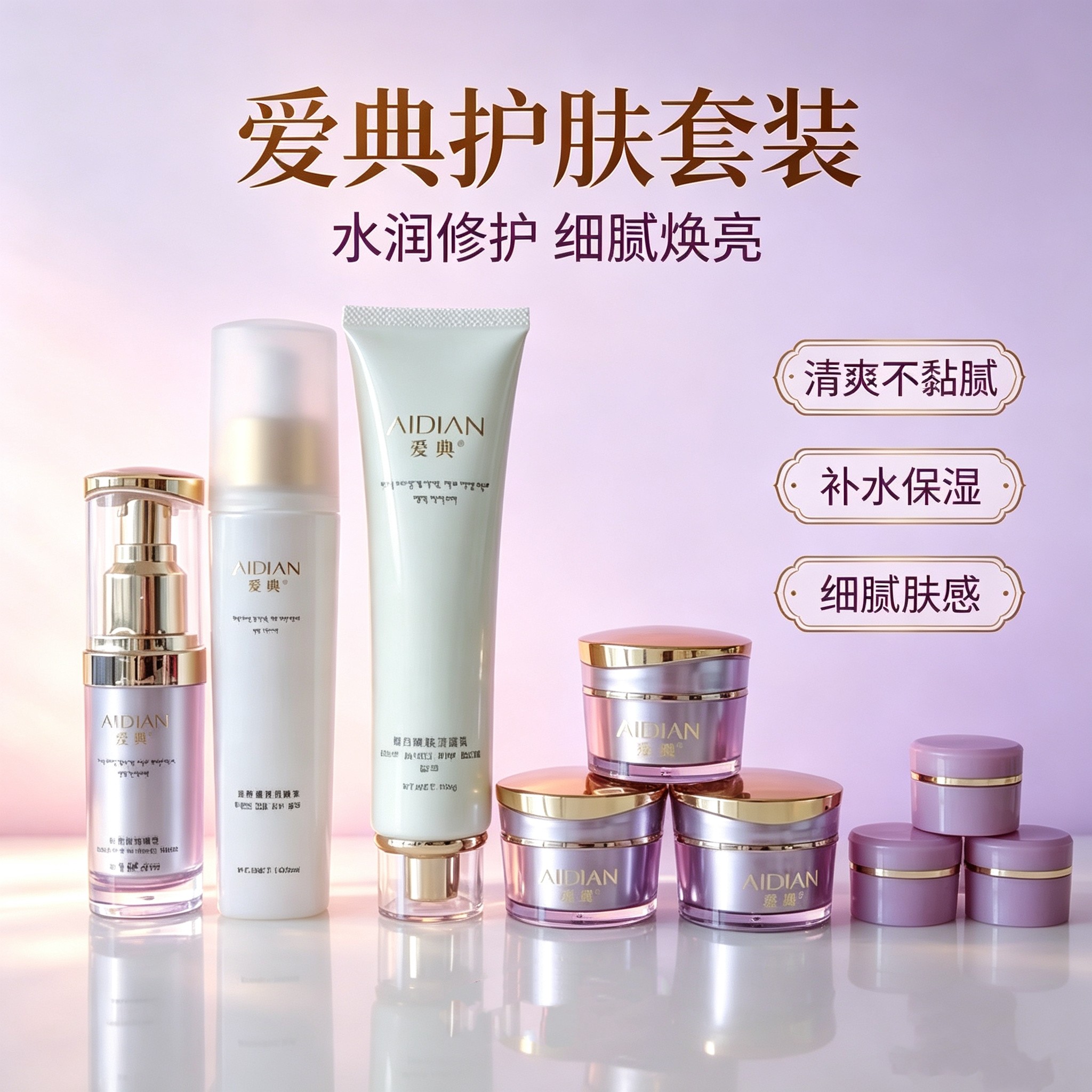 爱典六合一靓白水润淡化色斑 六面部护理套装