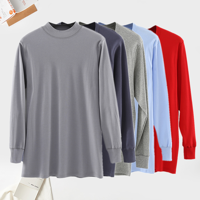 全棉秋衣高领老年人高领爸爸大码