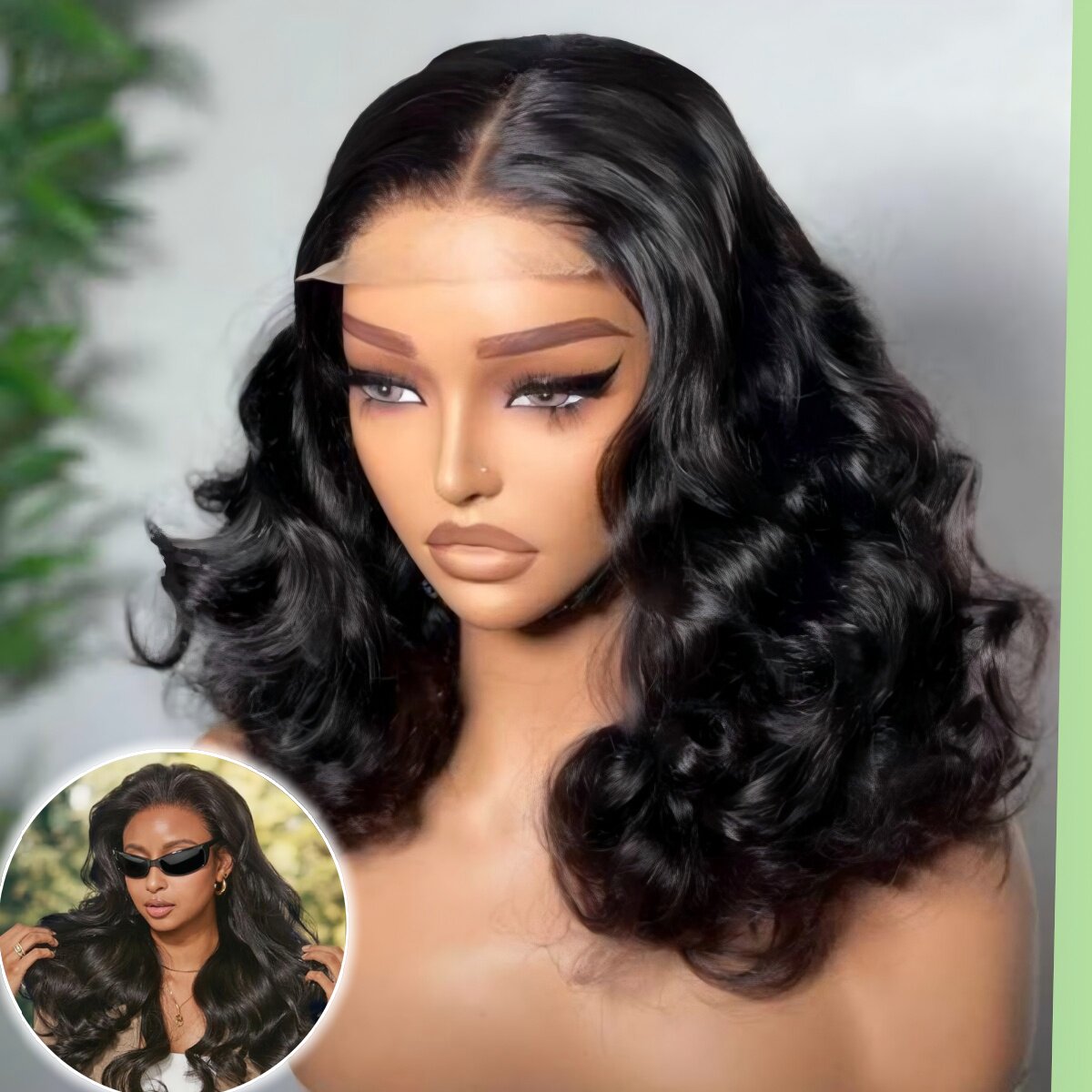 5*5 bouncy curly Glueless Human Hair Lace Wig真人发假发外贸