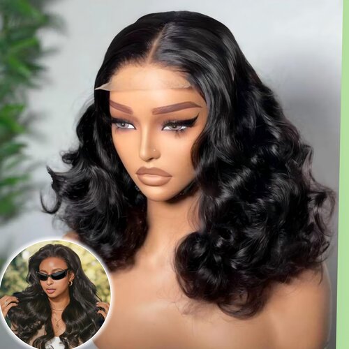 5*5 bouncy curly Glueless Human Hair Lace Wig真人发假发外贸