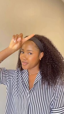 跨境真人发假发头套Afro Kinky curly Half Wig Glueless Wig