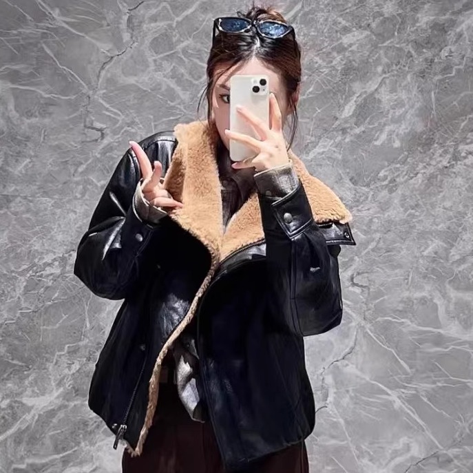 商场同款摩MO家正品2025冬新皮革毛领短羽绒服外套女MBE4EIN034