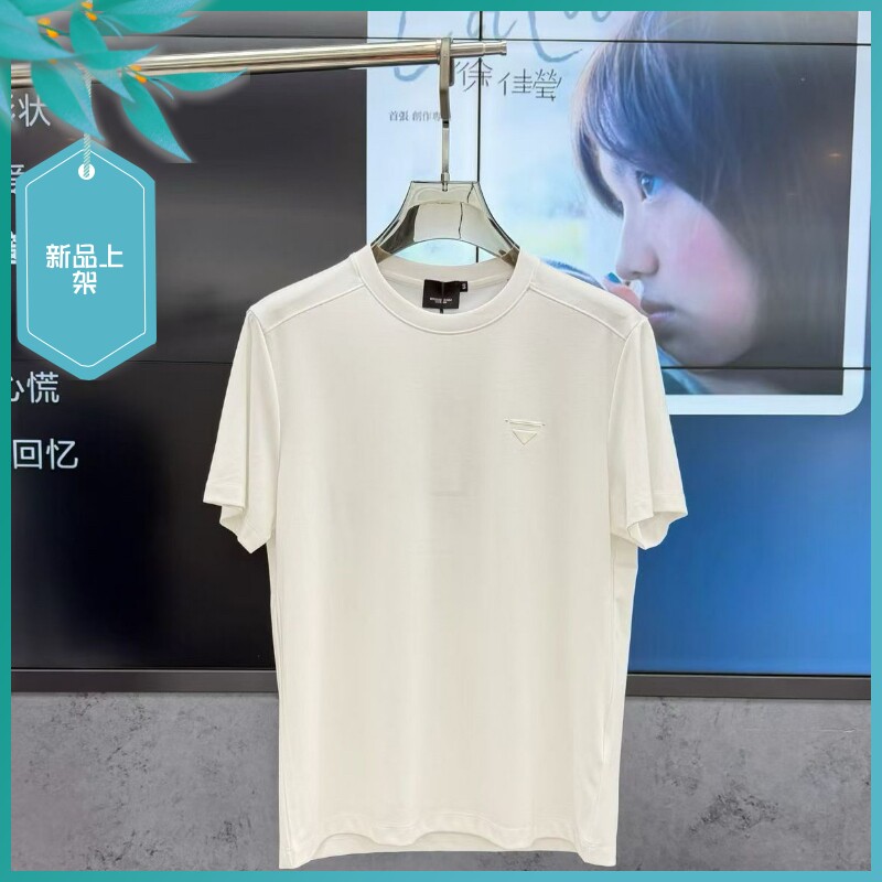 T26夏季新款男士温州欧版修身潮流刺绣简约透气百搭圆领短袖T恤