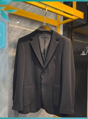 T25秋冬新款男士温州欧版修身潮刺绣简约商务黑色休闲单西装外套