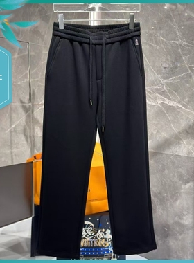 T25秋冬新款男士温州欧版宽松直筒潮流刺绣简约黑色长运动休闲裤