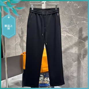 T25秋冬新款男士温州欧版宽松直筒潮流刺绣简约黑色长运动休闲裤