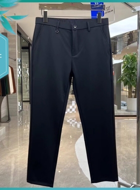 T24春夏新款男士温州欧版修身潮刺绣简约纯黑色九分商务休闲西裤