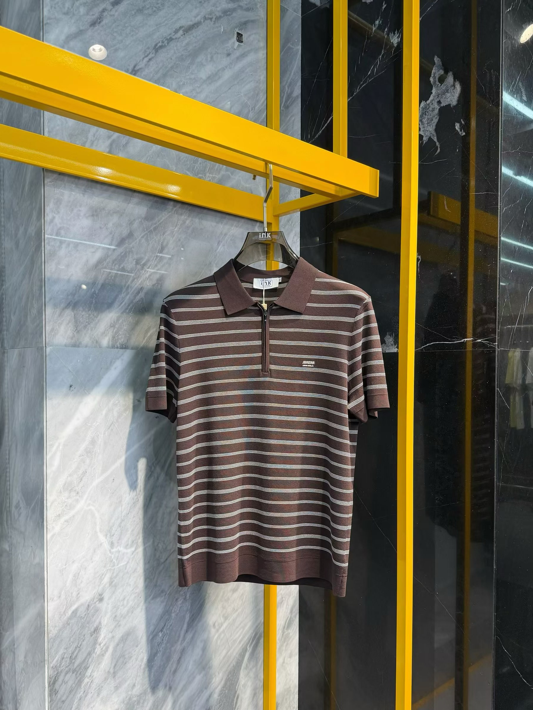 T26夏季新款男士温州欧版修身针织透气条纹商务Polo衫翻领短袖T恤