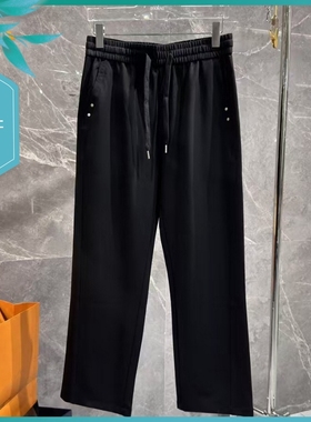 T25夏季新款男士温州欧版宽松直筒潮透气简约纯黑色长运动休闲裤