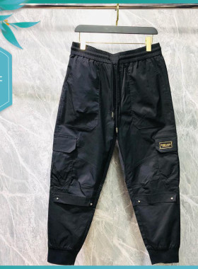 TT23春夏新款男士温州欧版修身潮刺绣简约口袋工装九分运动休闲裤