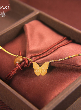 钛钢法式唯美蝴蝶元素项链金气质