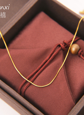 极简风全素链圆形细蛇骨项链