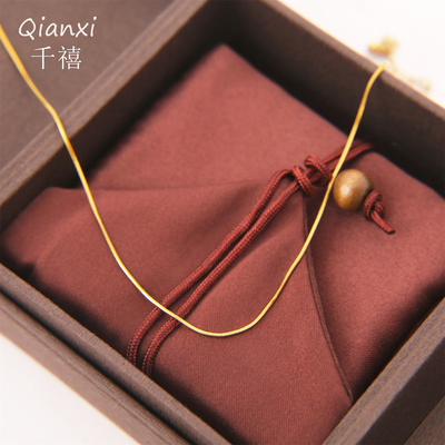 极简风全素链圆形细蛇骨项链