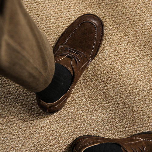 男士手工水洗马皮鞋复古翻毛皮德比鞋工装低帮休闲皮鞋固特异875