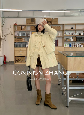 CZ ZHANG秋冬两件套棉衣女学院风中长款棉服坎肩马甲套装