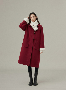 【冬日恋歌】歌铭复古双面呢加绒毛呢大衣女中长款羊毛外套