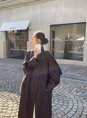 M FIVE 2026春季2月3日十三行新品斜门襟廓形翻领长款风衣