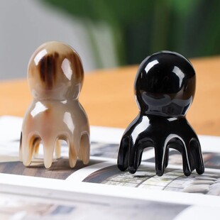 天然牛角章鱼按摩梳洗头梳头部头皮经络按摩梳圆桶梳梳子