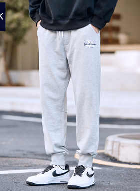 TEEK灰色卫裤男生秋款青少年裤子束脚垂感潮流百搭春秋款加绒长裤