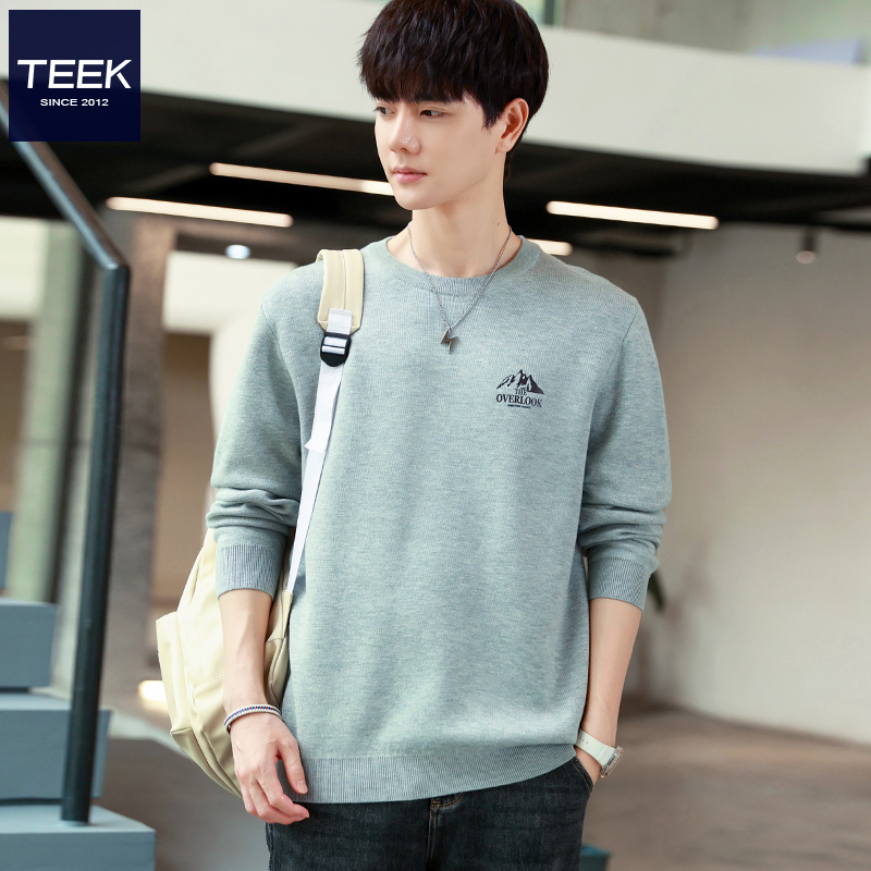 TEEK灰色毛衣男春秋款新款打底内搭针织衫长袖毛线衣春秋修身毛衫