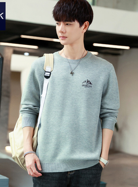TEEK灰色毛衣男春秋款新款打底内搭针织衫长袖毛线衣春秋修身毛衫