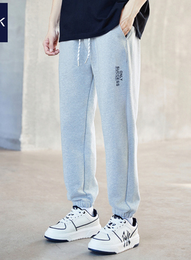 TEEK2025秋季新款 百搭灰色青少年休闲长裤子男 学生纯棉运动卫裤