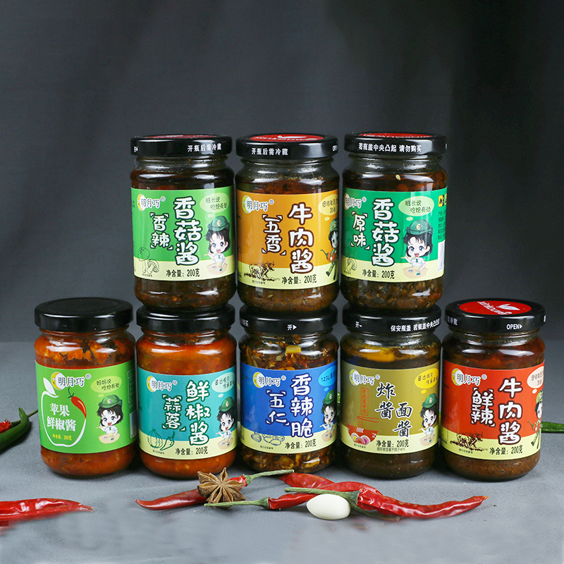 组合香菇蒜蓉鲜辣酱拌面饭菜火锅