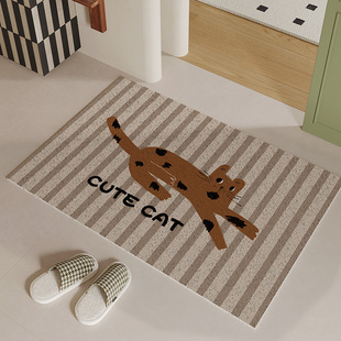 花猫入户门地垫丝圈门垫高密耐脏蹭土防滑门外玄关进门脚垫子地毯